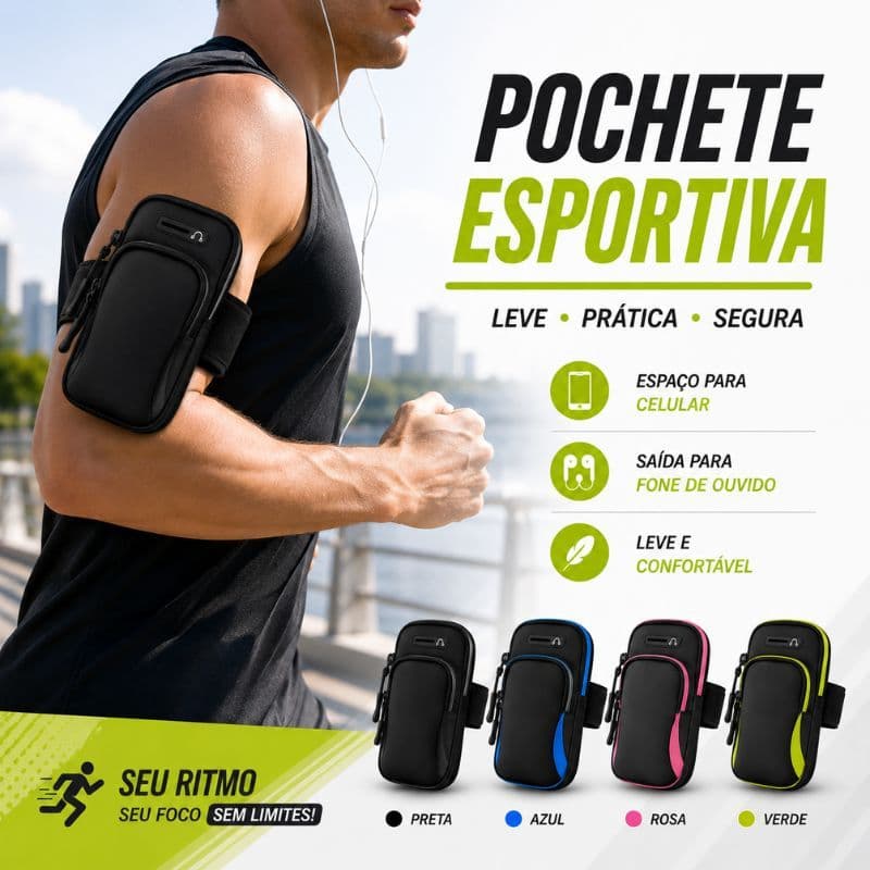 Pochete Fitness Bolsa De Braço Para Celular Prova De Sour/Braçadeira