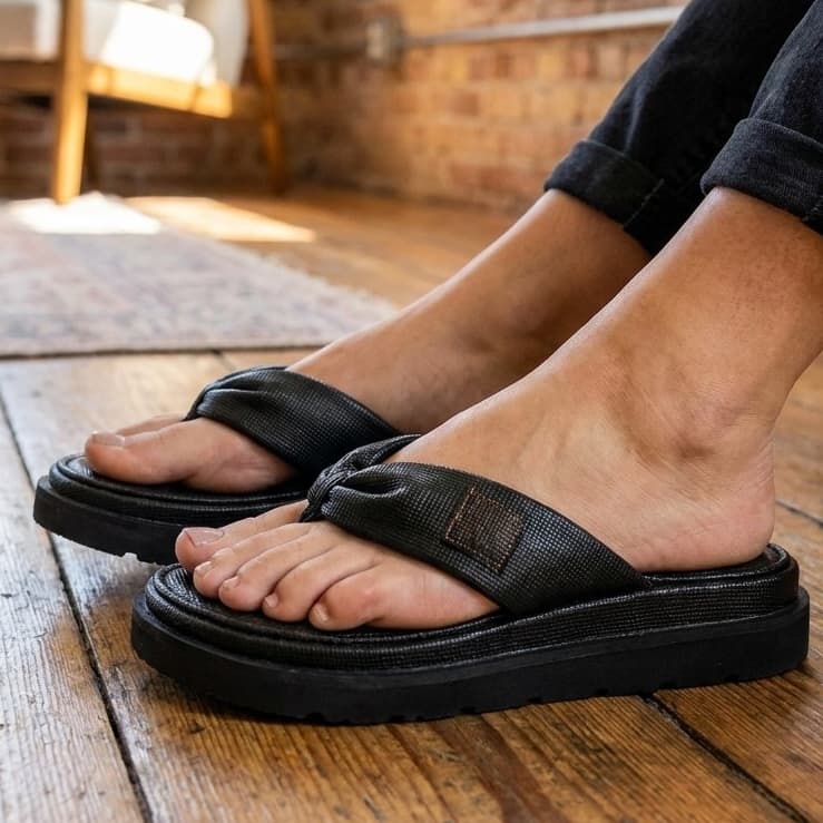 Chinelo Feminino Dedo Nó Laço Plataforma Solado Grosso Confortável Antiderrapante Casual Praia