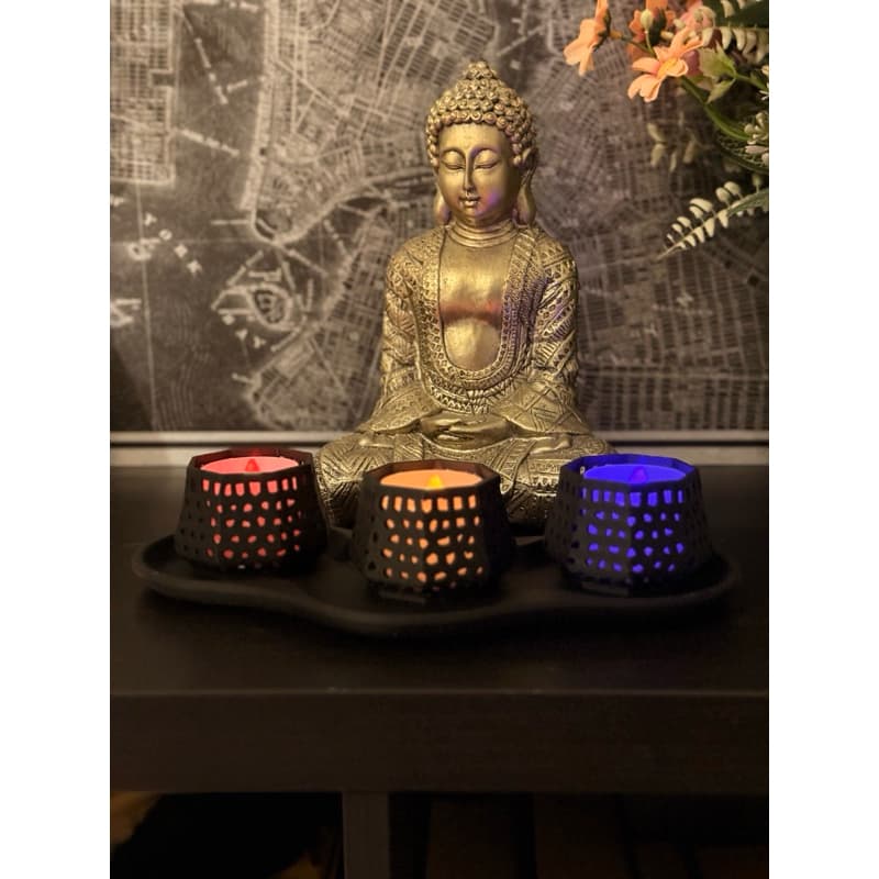Kit de Porta-Velas Decorativo com Bandeja