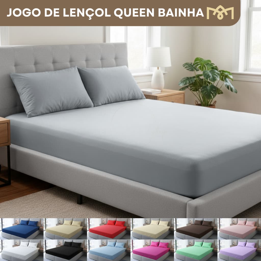 Jogo De Lençol 2 e 3 Peças Solteiro, Casal, Queen E King Toque Acetinado Suave Desing Liso Premium