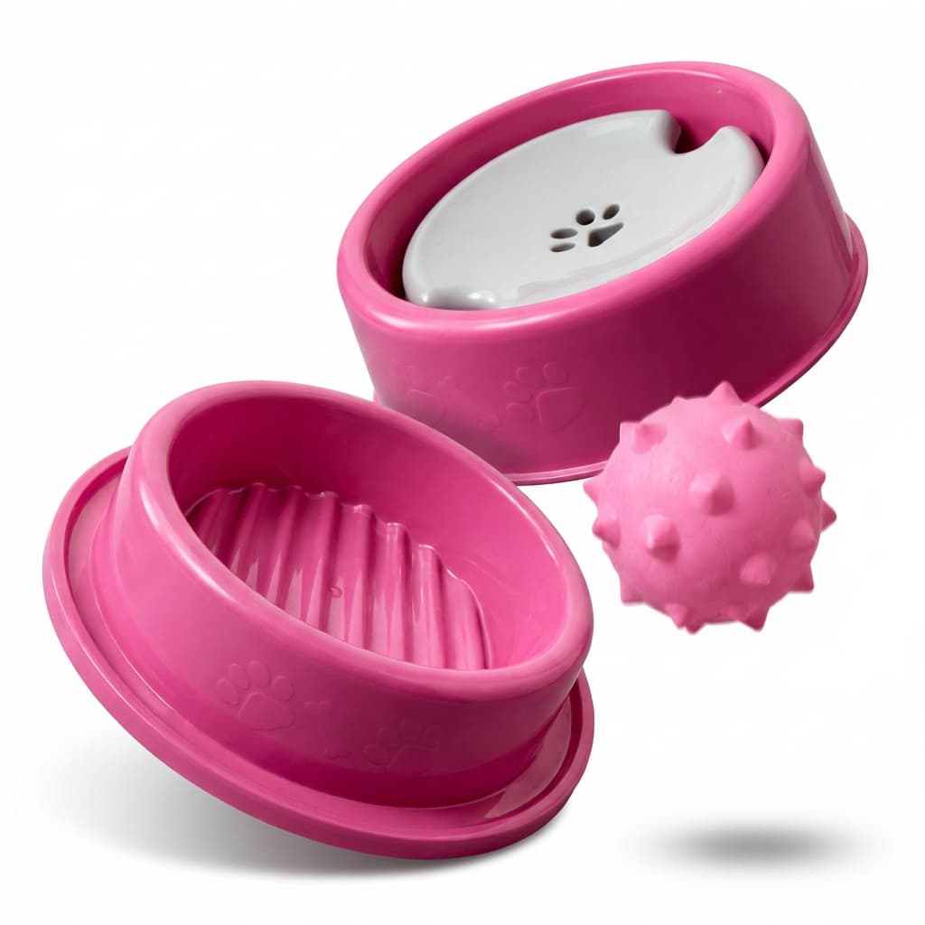 Kit Bebedouro Pelos Longos 800ml e Comedouro Anti Formiga Cachorro Pet com Brinde Brinquedo Enxoval