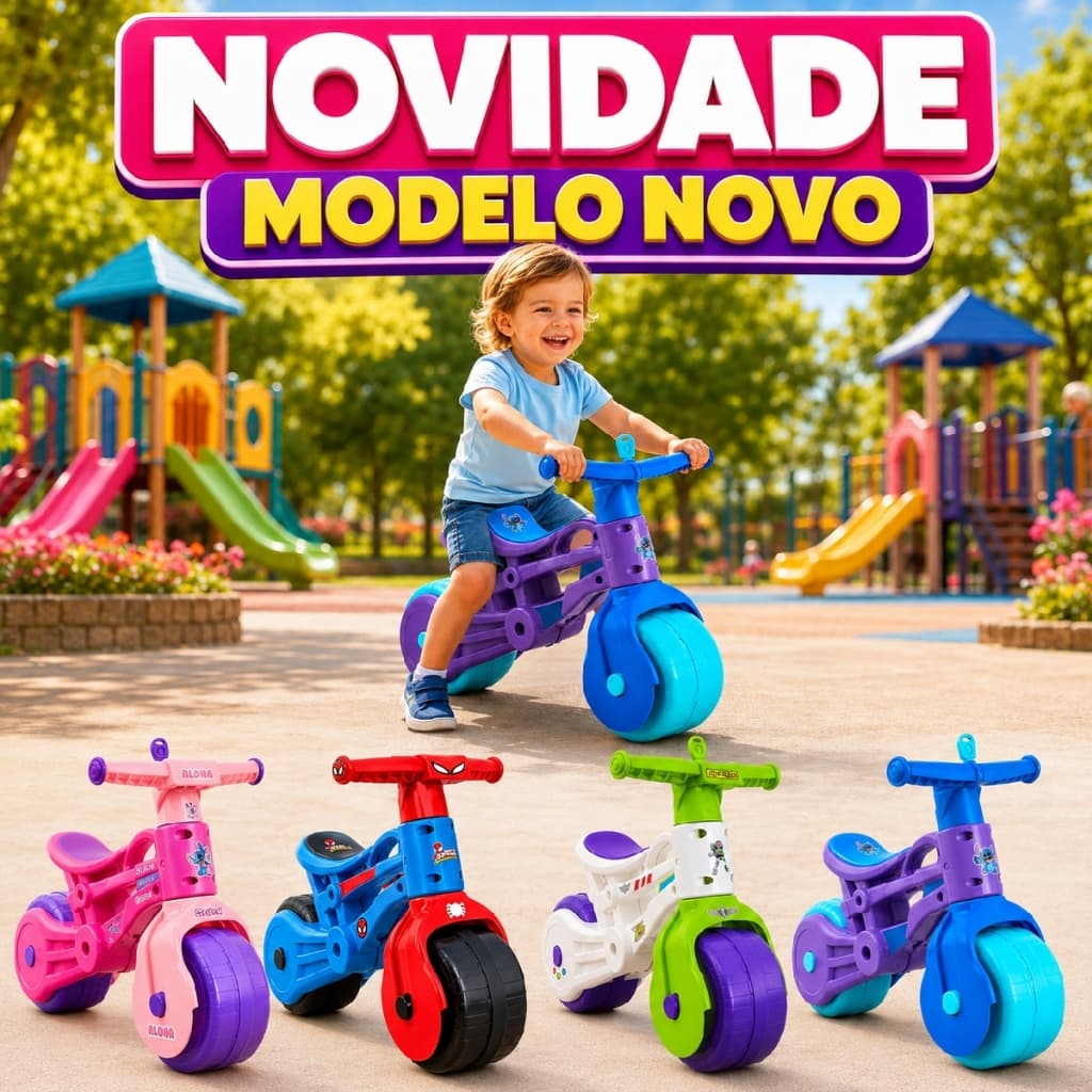 Bicicleta de Equilíbrio Infantil Motinho Sem Pedal Andador para Bebê Criança Primeiros Passos Bike Presente Personagens