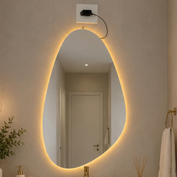 Espelho Grande de Parede Moderno Decorativo Sala Banheiro Quarto Led Quente Pinterest Demoglass Ellena