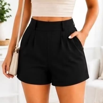 Short Alfaiataria Feminino _shorts feminino sintura alta_Shorts Alfaiataria Feminino sintura com elástico y borso