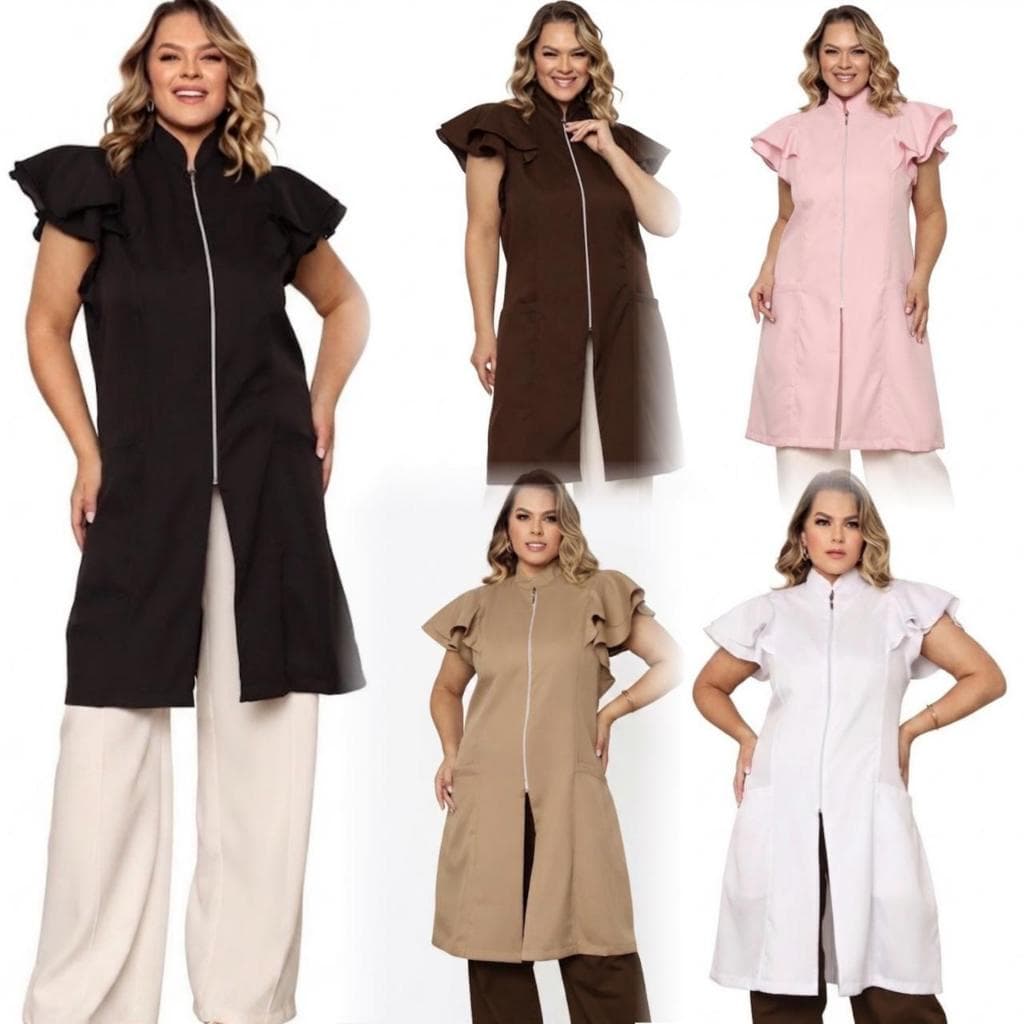 Jaleco Feminino com zíper Valentina Plus Size Gardenia Uniformes