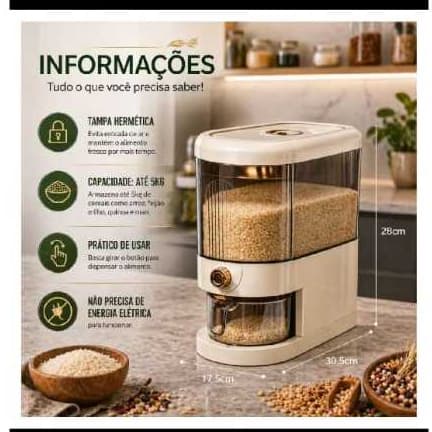 Pote Organizador de Graos transparente com dosador de 5kg
