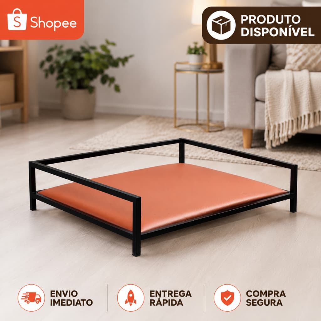Cama Cachorro Pet Suspensa Elevada Confortável Reforçada Metal Corino Fácil Limpeza