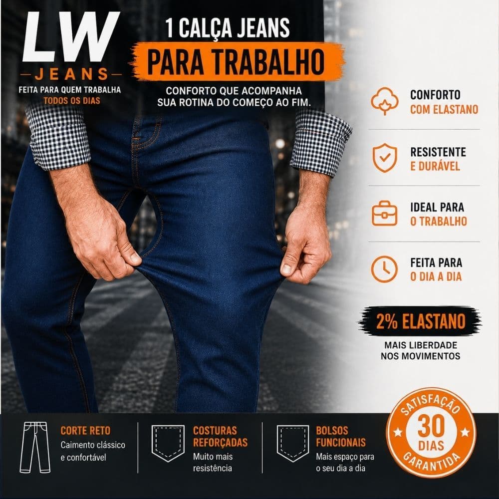 Calça Jeans Masculina - Tradicional Premium Promoção Trabalho Resistente do 34 ao 56