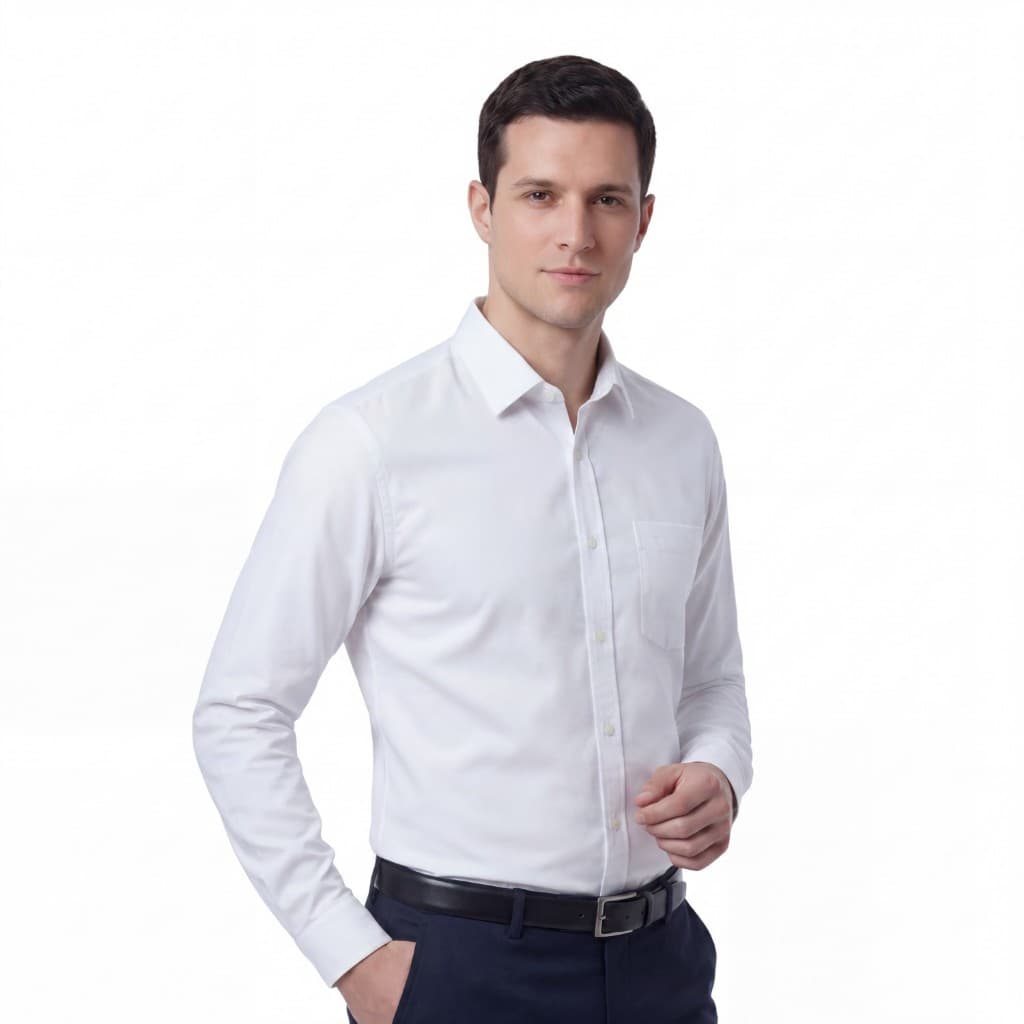 Camisa Social Masculina Branca Bolso Elastano Premium Camisa Masculina Social Não Molha Longa