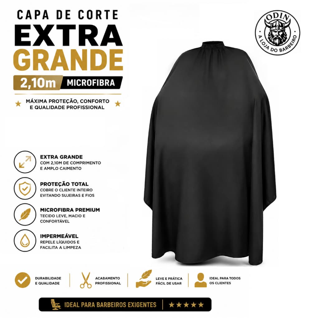 Capa De Corte Extra Grande 2,10m Microfibra Para Barbeiro Cabeleireiro Capa De Cortar Cabelo Para Barbeiro Cabeleireiro