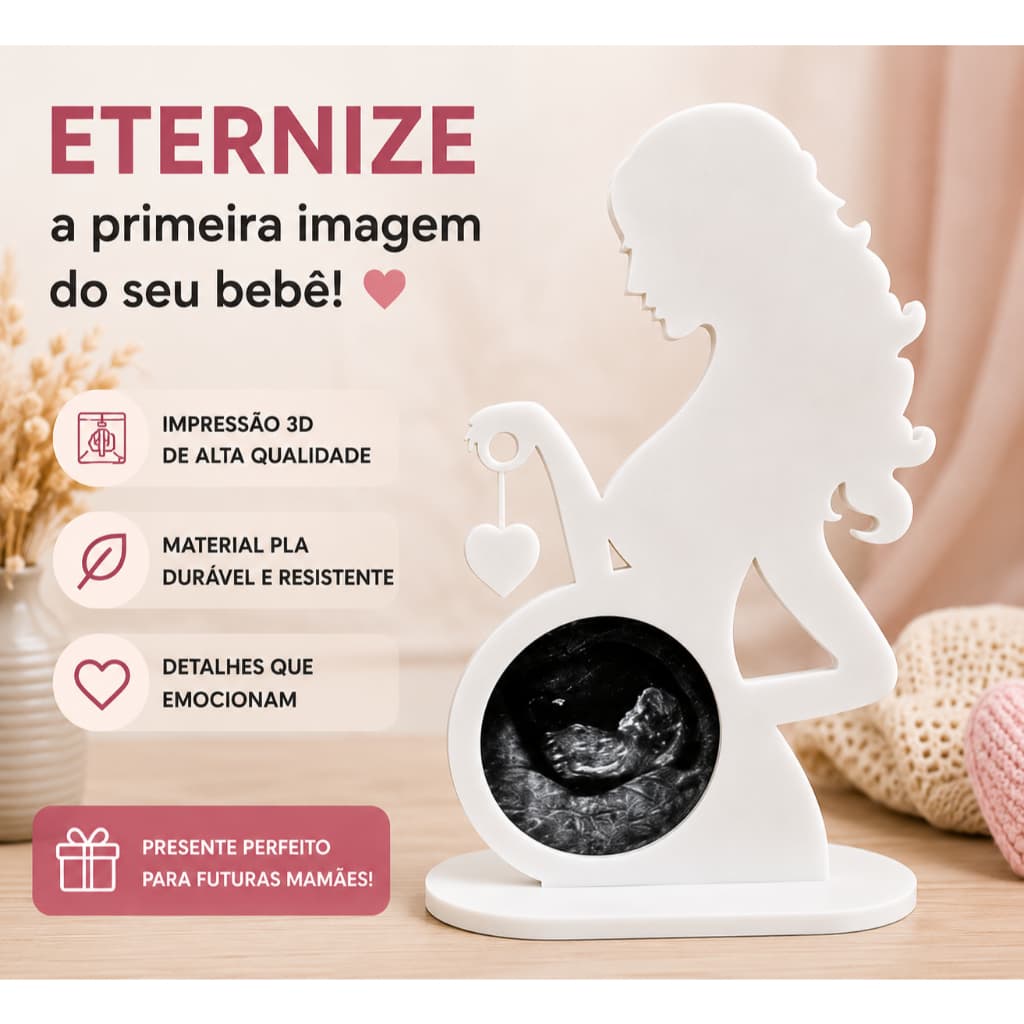 Porta Retrato Gestante Para Foto De Ultrassom 3d Decorativo