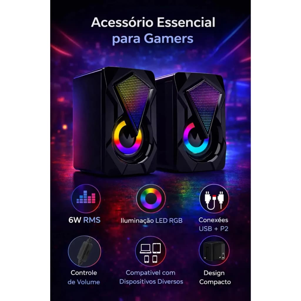 Caixa Caixinha De Som Pc Computador Notebook Celular Usb P2 Cor Preto