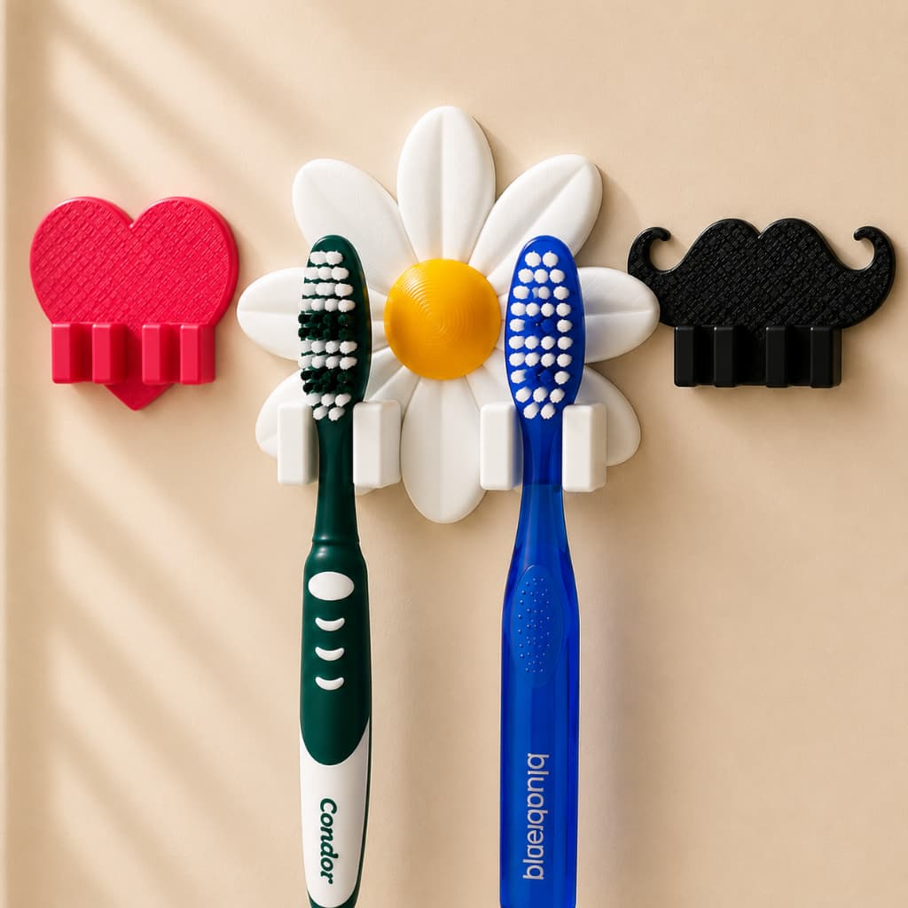 Porta Escova de Dente de Parede Porta Escovas Organizador Banheiro Acessório Decorativo Criativo