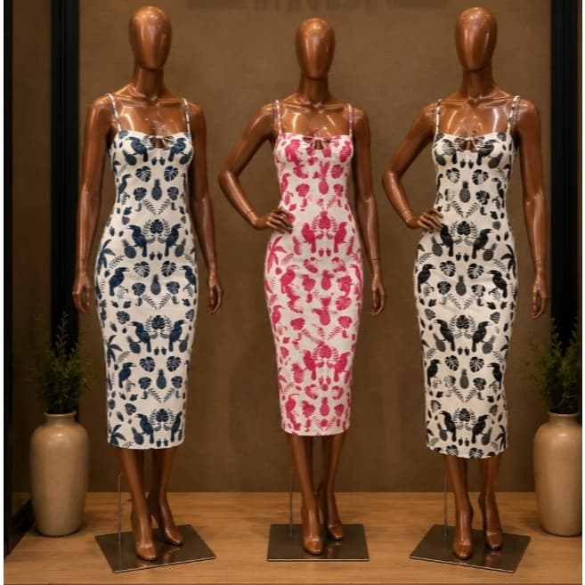 Vestido Feminino Alça e Bojo Tecido Suplex