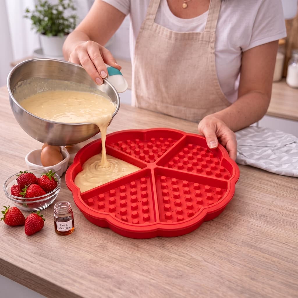 Forma Silicone Waffle Individual Divisorias Antiaderente Cozinha Confeitaria