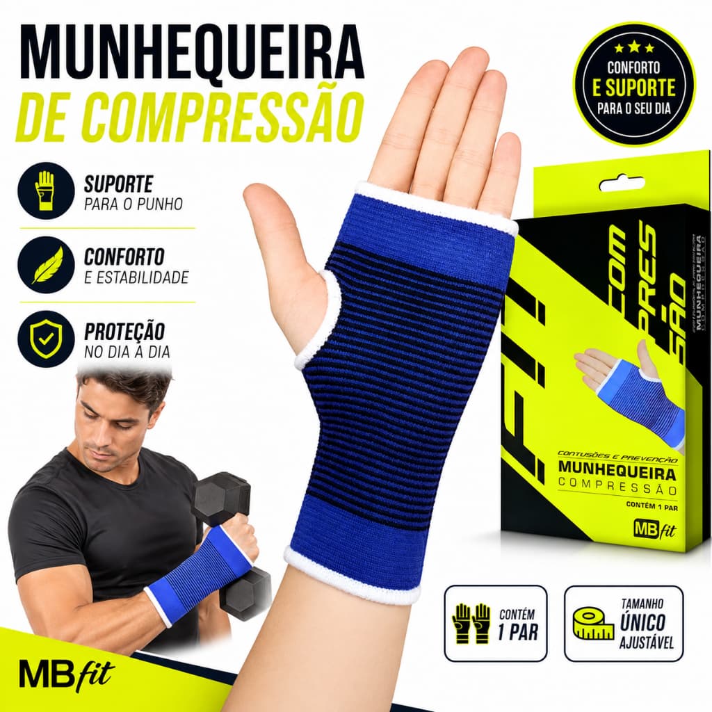 Par Munhequeira Compressão Pulso Punho Academia Tendinite Ajustável Academia Treino | Envio Imediato