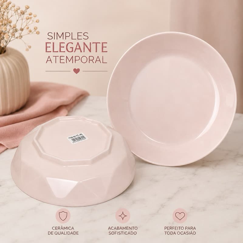 Prato Rosa em Cerâmica 20 cm
