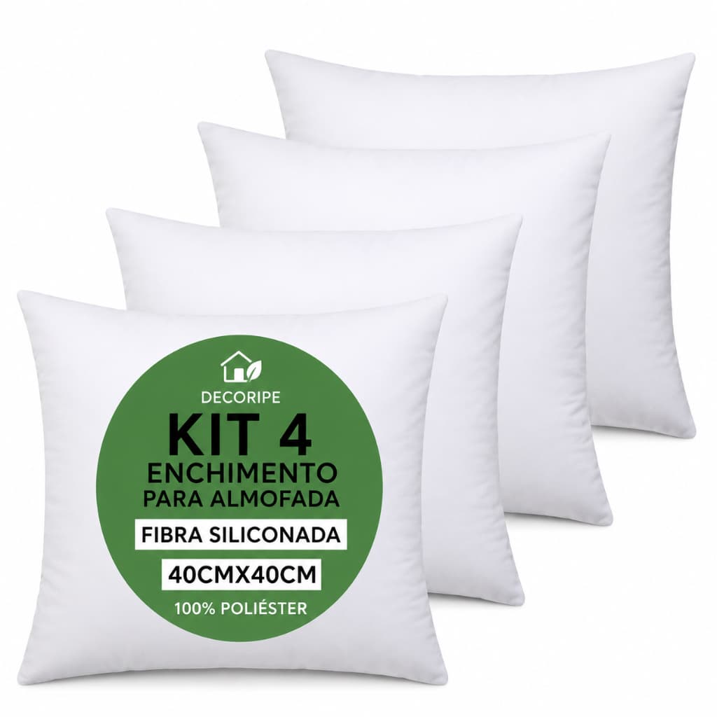 Kit 4 Enchimentos Refil Almofada 40x40 Fibra Siliconada Antialérgico Microfibra Decorativa Premium