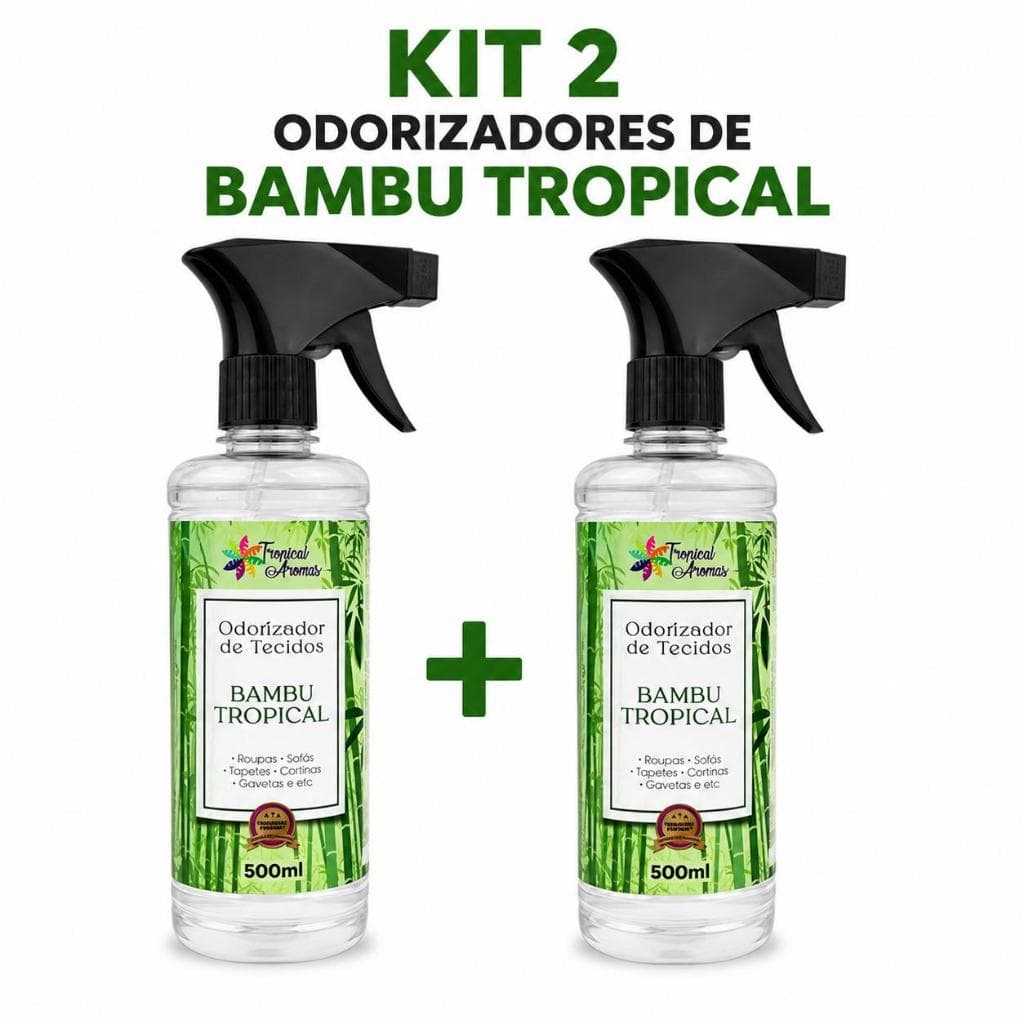 Kit 2 Odorizadores de Tecidos Bambu 500ml – Aromatizador para Roupas, Sofás, Cortinas e Ambientes