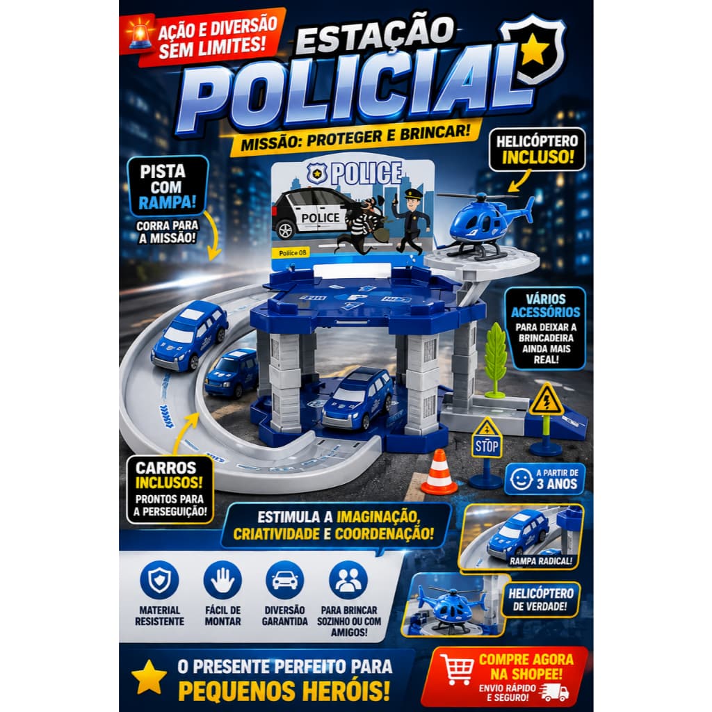 Brinquedo Educativo Infantil Pista Estacao 16 Pecas Coloridas Criativo Divertido