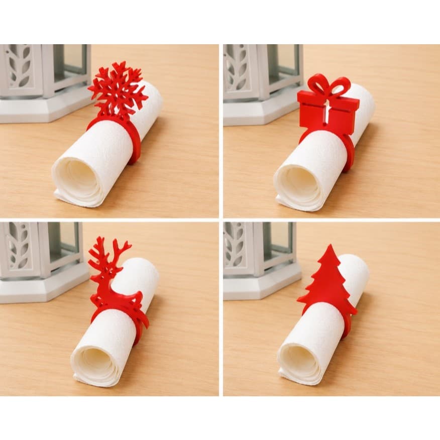 Kit Anel Porta Guardanapo NATAL Mesa Posta Festa Decoração Presente Ano Novo