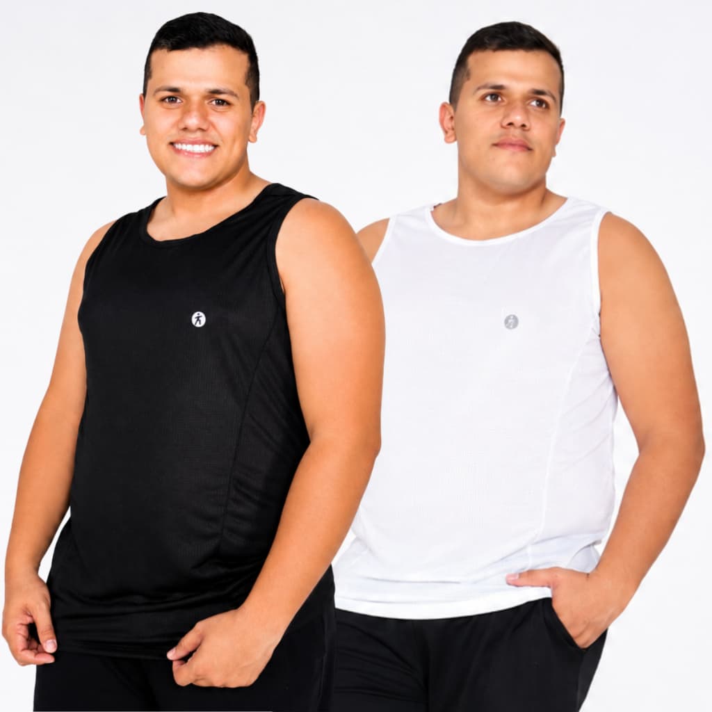 Kit Regatas Masculina Plus Size Academia Básica Treino Casual Fitness Dry Fit Moda Verão Grande