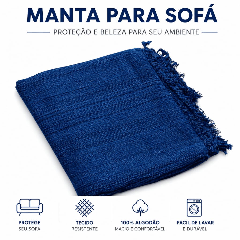 Manta Para Sofá ou Cama Luxo  210x120 Tipo Capa de Sofá Protetora 100% Algodão Decorativa.