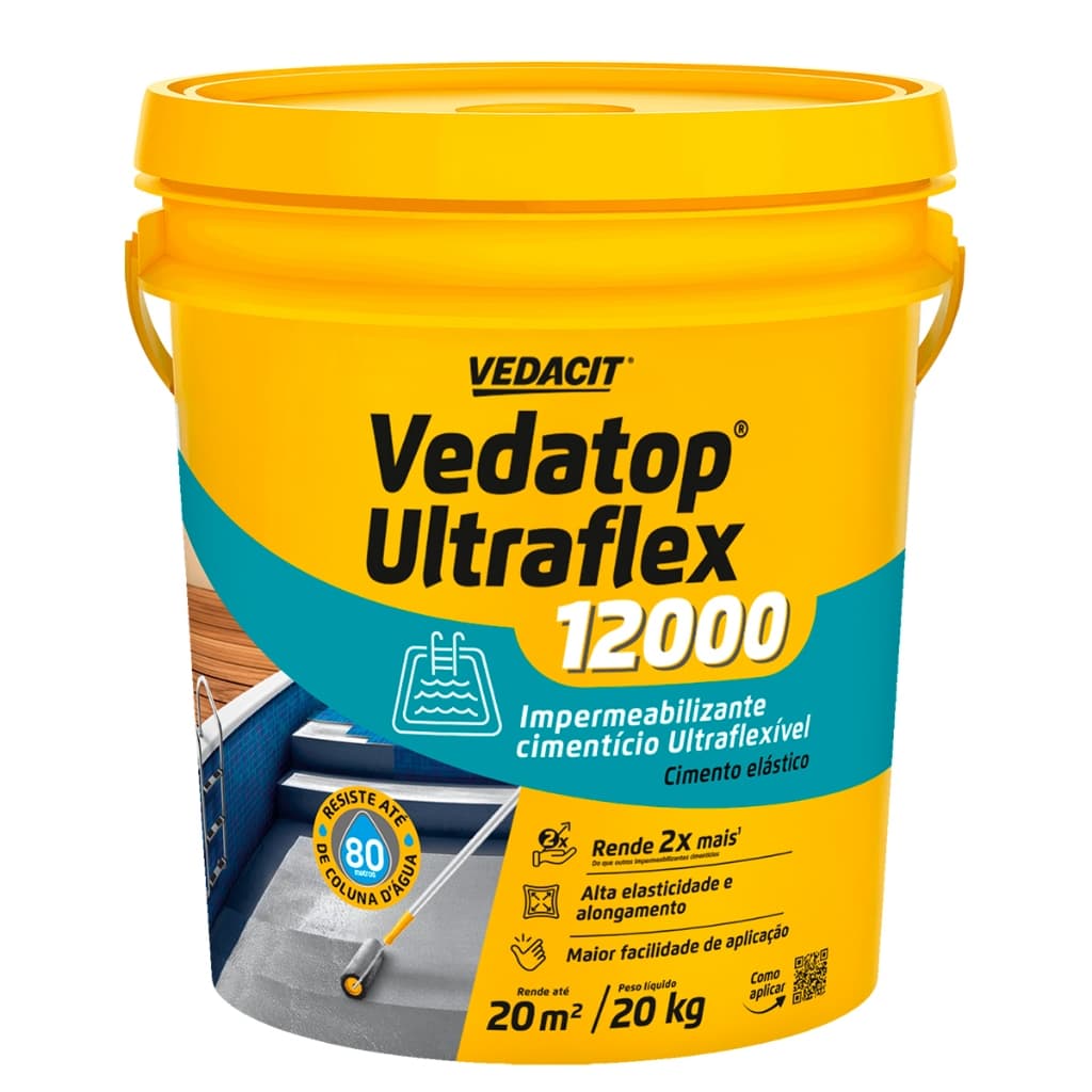 Vedatop Ultraflex 12000 Impermeabilizante Cimenticio Ultraflexivel 20kg Vedacit