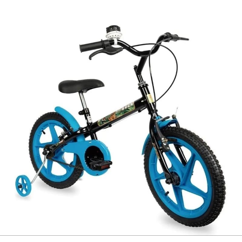 Bicicleta Infantil Com Rodinhas Aro 16 Rock Preto com Azul