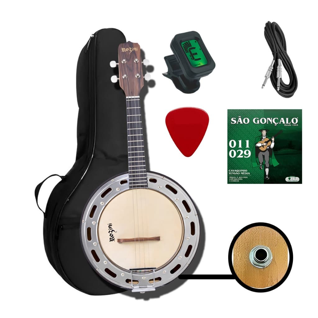 Banjo Rozini RJ14 Elétrico Captação Passiva Com Capa e Acessórios