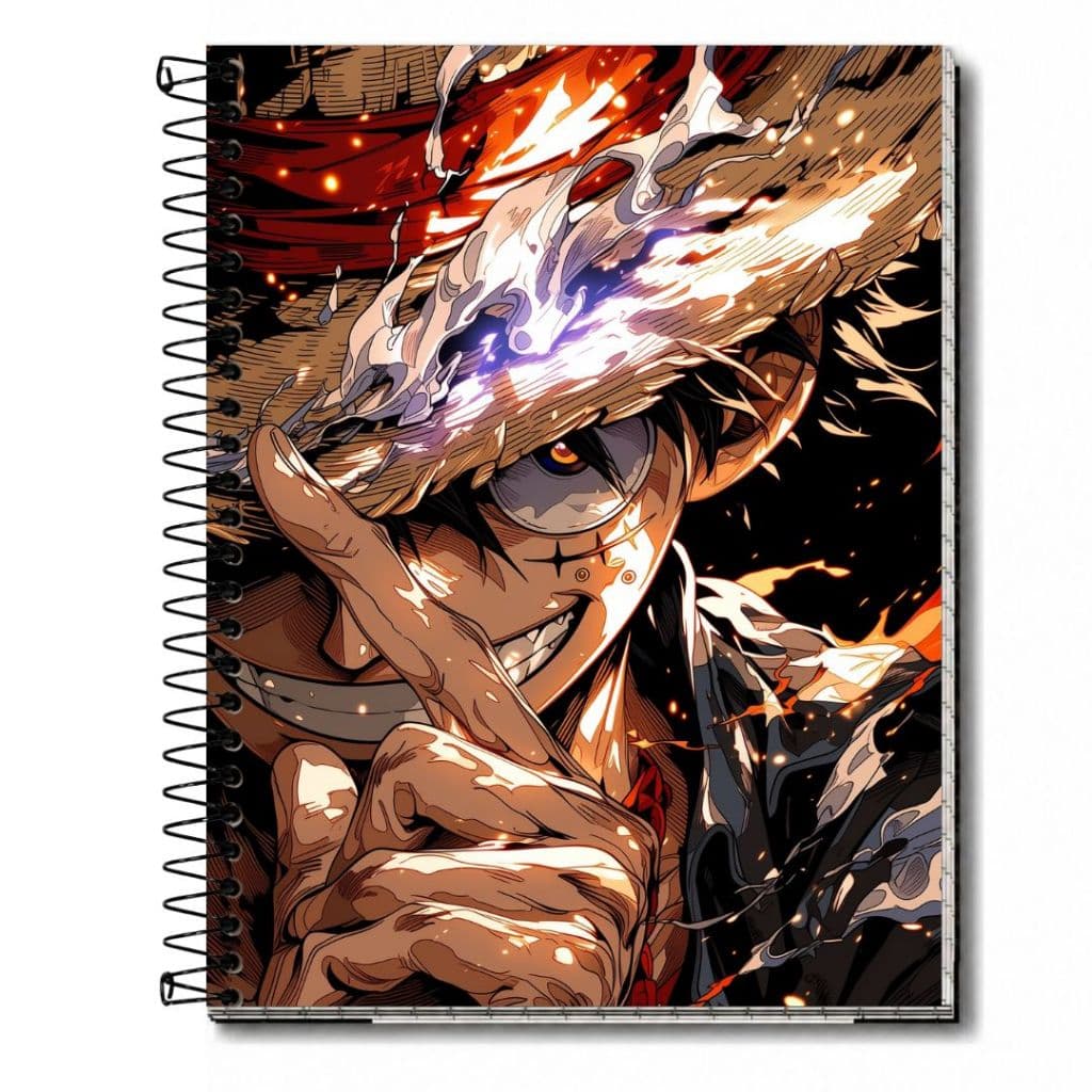 Caderno One Piece Anime Capa Dura Premium | 1, 10, 15 ou 20 Matérias | Escolar e Universitário para Estudos e Anotações