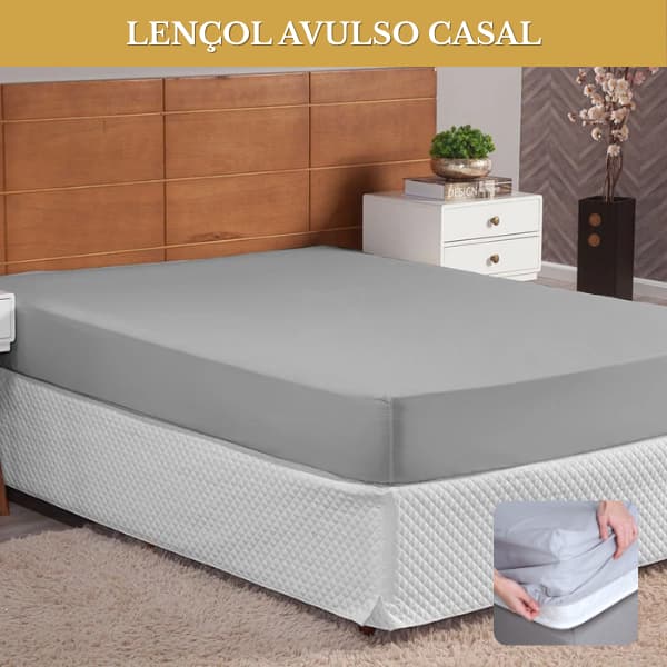 Lencol De Casal Premium 600 Fios 100% Algodao Percal Com Elastico Toque Acetinado Macio Alta Durabilidade