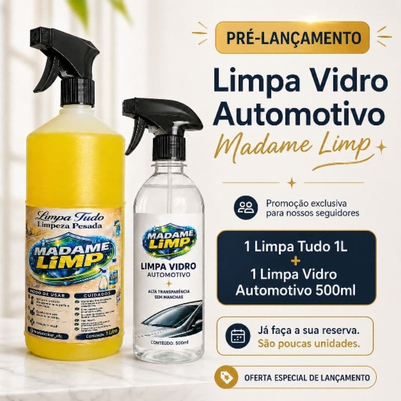 Desengraxante Potente 1 litro + Limpa vidro automotivo 500ml MadameLimp