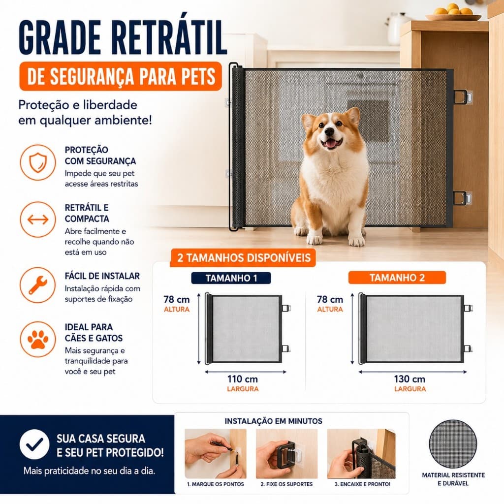 PROMOÇÃO! Tela Portão Barreira Separador de Proteção para Cachorro Gato Bebê Cerca Ajustável Anti-pulo Tela Pet Retrátil