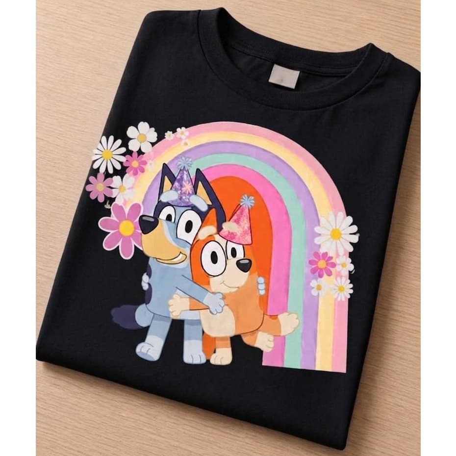 Camiseta Blusa Infantil Desenho Bluey 100% algodão Menina Juvenil Uso Diário Passeio Shopping Crianças Presente
