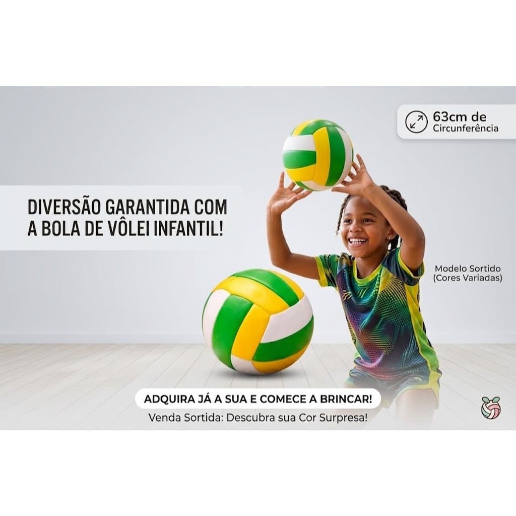 Bola de Vôlei Infantil 63cm Sortida – Bola para Crianças, Brincadeiras ao Ar Livre e Esportes