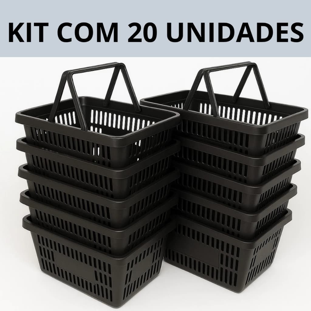 Kit 20 Cestinhas Cestas Plásticas Reforçadas 44cm Lojas e Mercados