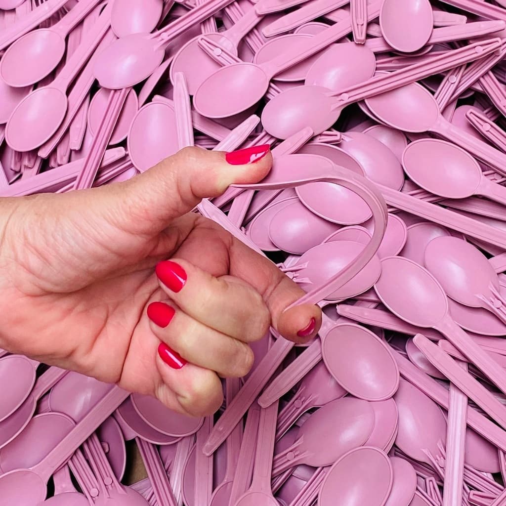 300~800 🥄Colheres Rosa Bebe Descartáveis Reforçadas Flexíveis para Sobremesa e Sorvete 🍦