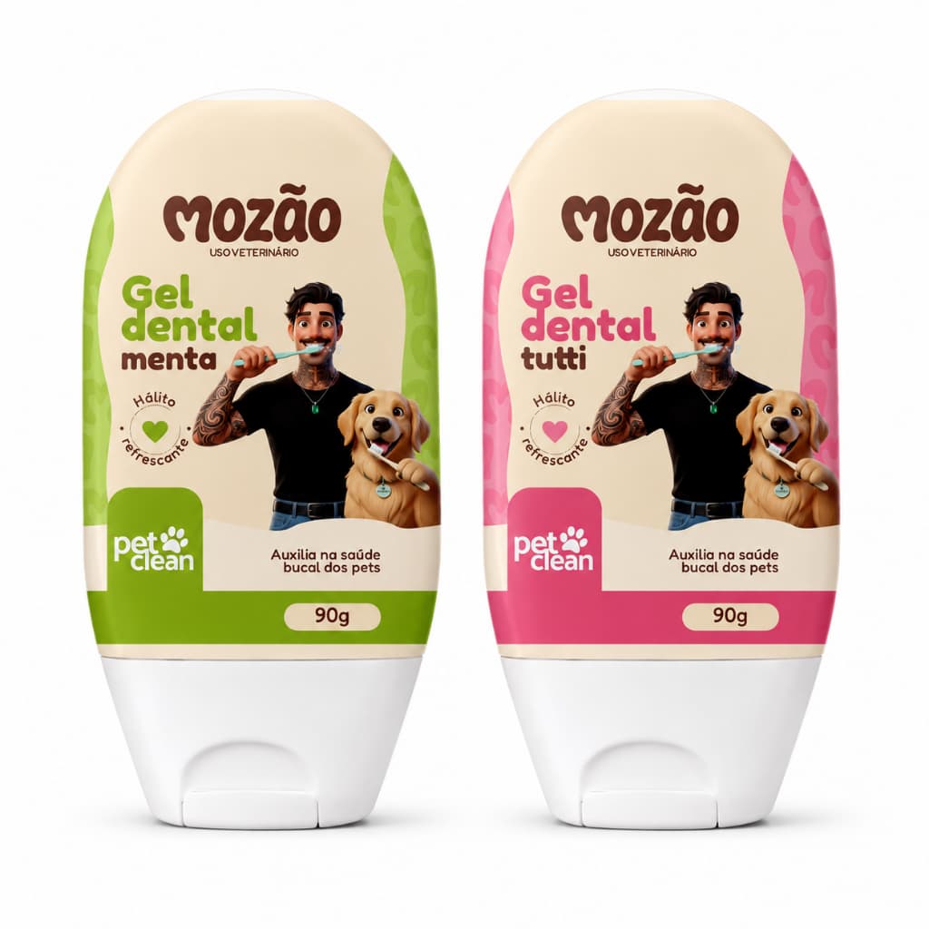 Pasta de Dente p/ Cães Gatos Creme Dental Menta Tutti Frut 90g Pet Clean Mozão