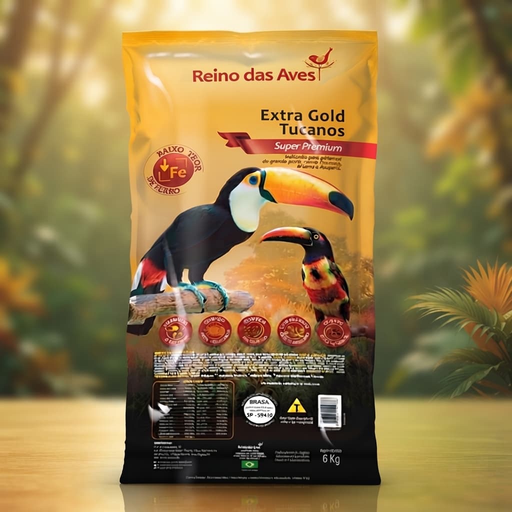 Ração Extra Gold Tucano 6Kg Alimento para Tucanos Reino das Aves