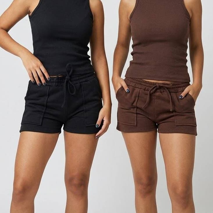 Kit 2 Short Moletom Detalhe Bolso Externo