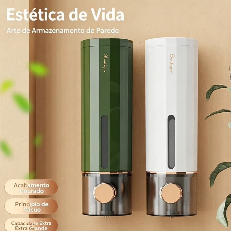 Dispenser de Sabonete Líquido de Parede 450ml Sem Furos, Luxo, Compatível com Shampoo, Condicionador, Álcool em Gel para