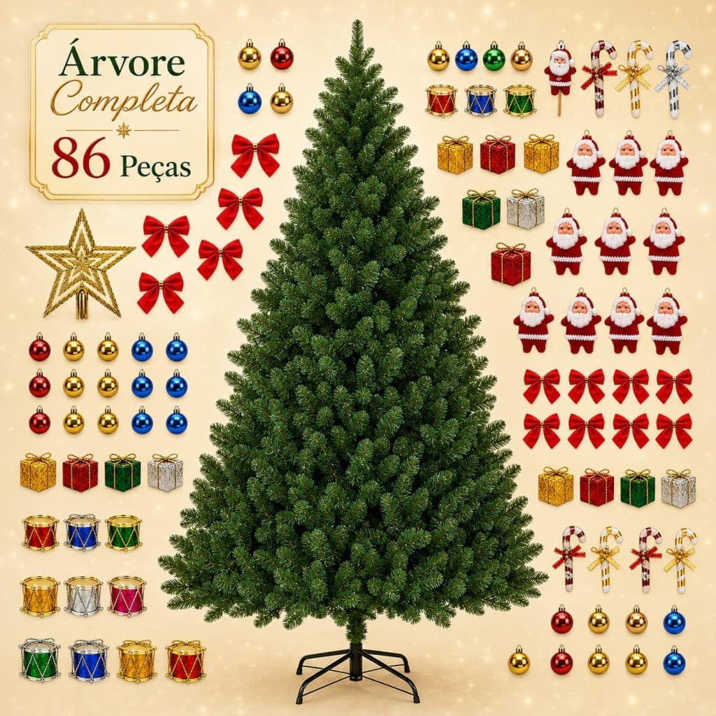 Arvore De Natal 150cm Natalino Decoração 240 Galhos Completa Verde