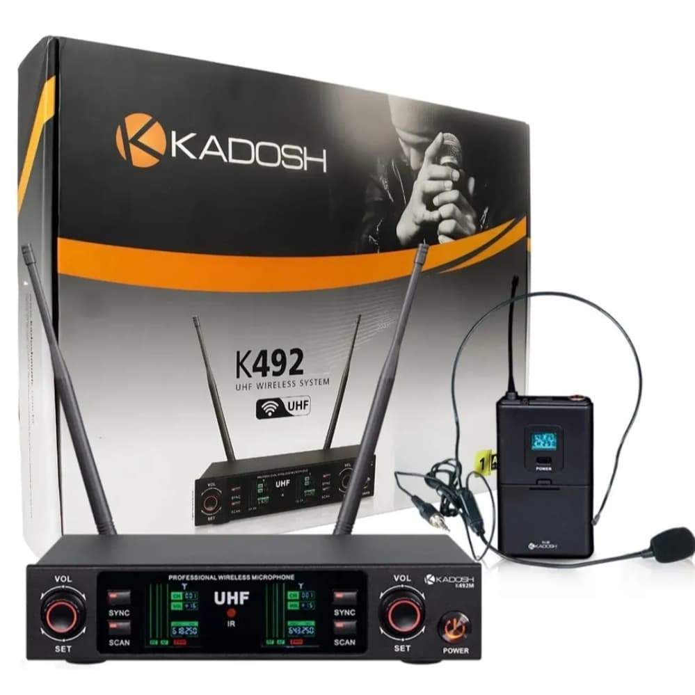 Microfone sem fio Headset Kadosh K-492 Duplo