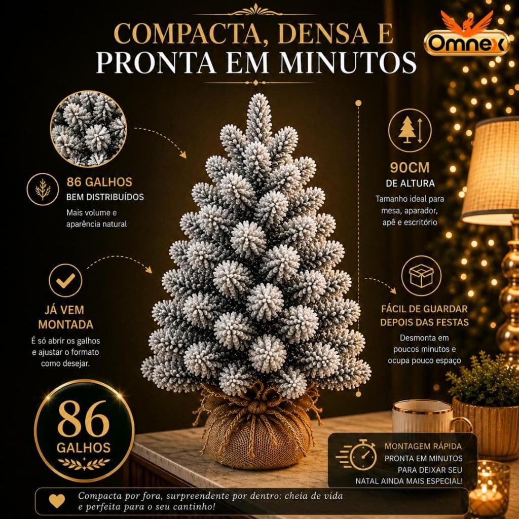 Arvore De Natal De Mesa Premium Luxo Verde ou Nevada Pinheiro Decoração 45cm 60cm ou 90cm