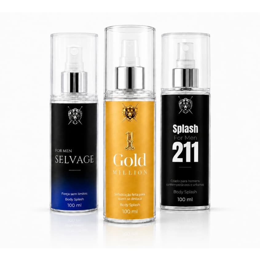 Trio Perfume Masculino 300ml | 211 For Men + Gold Milion + Selvage 100ml Cada