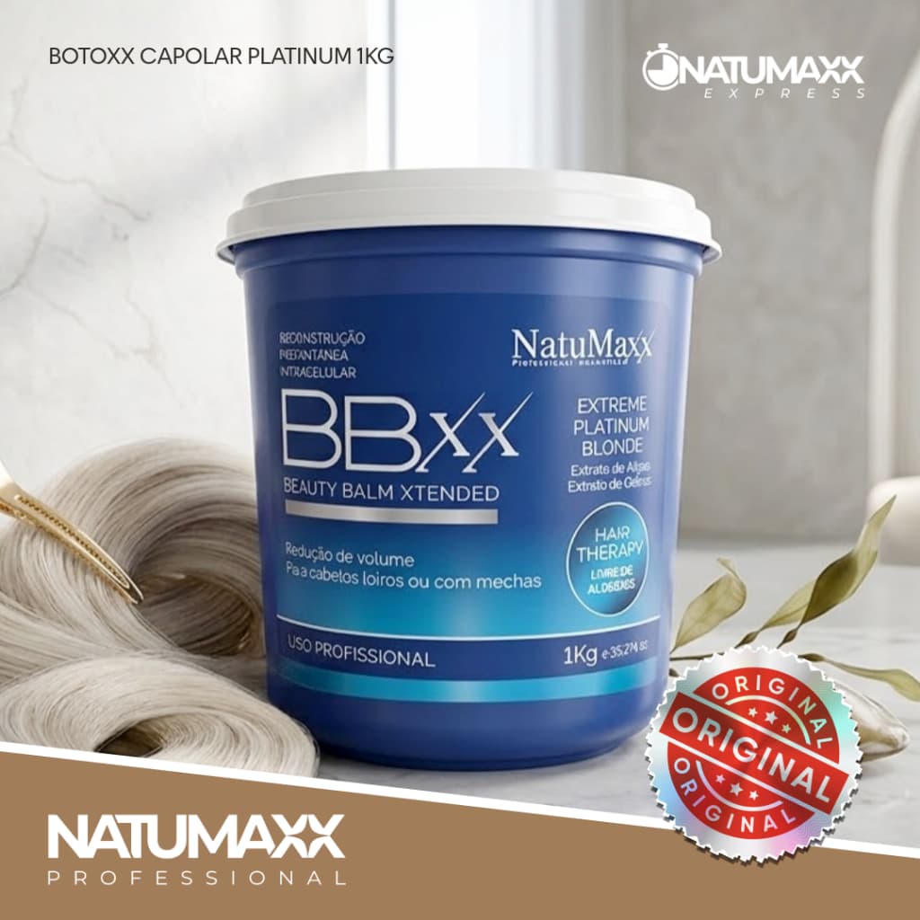 Botoxx Capilar Natumaxx BBXX Platinum 1kg - Redução de Volume, Hidratação, Brilho e Matização