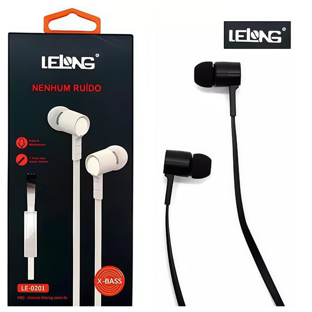 Fone de Ouvido com Fio Sem Ruídos X-BASS LE-0201