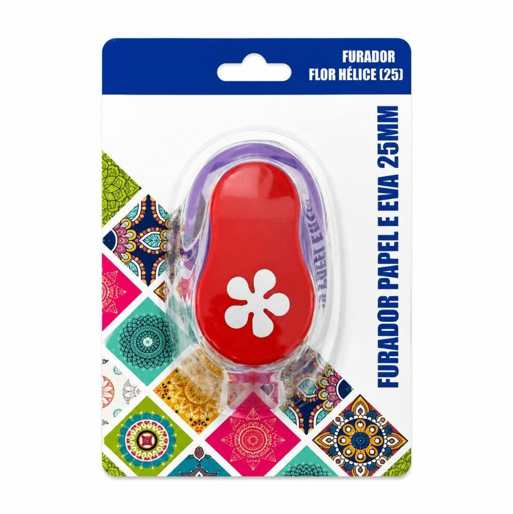 Furador Scrapbook Papel Eva Flor Hélice Liso 2,5cm 25mm