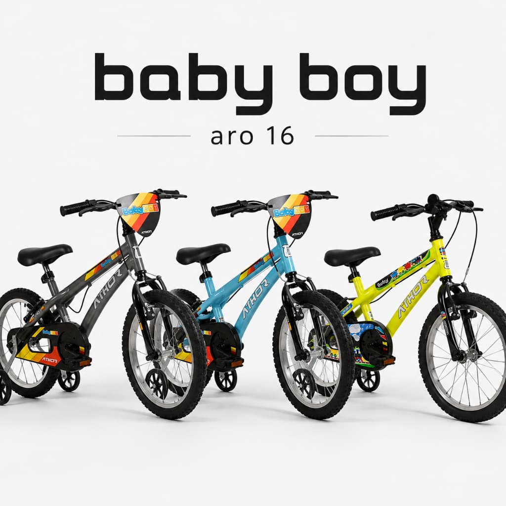 Bicicleta Infantil Aro 16 Masculina Athor Baby Boy Varias Cores 3 a 6 Anos 93cm a 123cm Altura